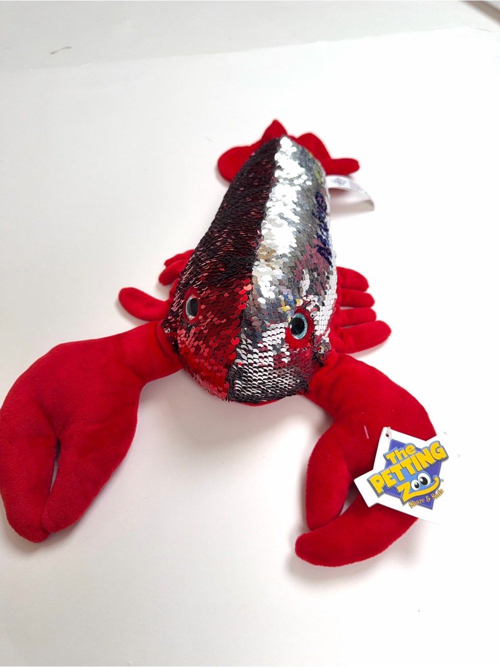 The Petting Zoo Sequin Red Silver Plush Lobster Glam 16” NWT Rare 2020